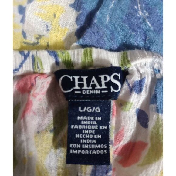 Chaps Shirt‎ Ladies Large White Floral Semi Sheer - Picture 6 of 7